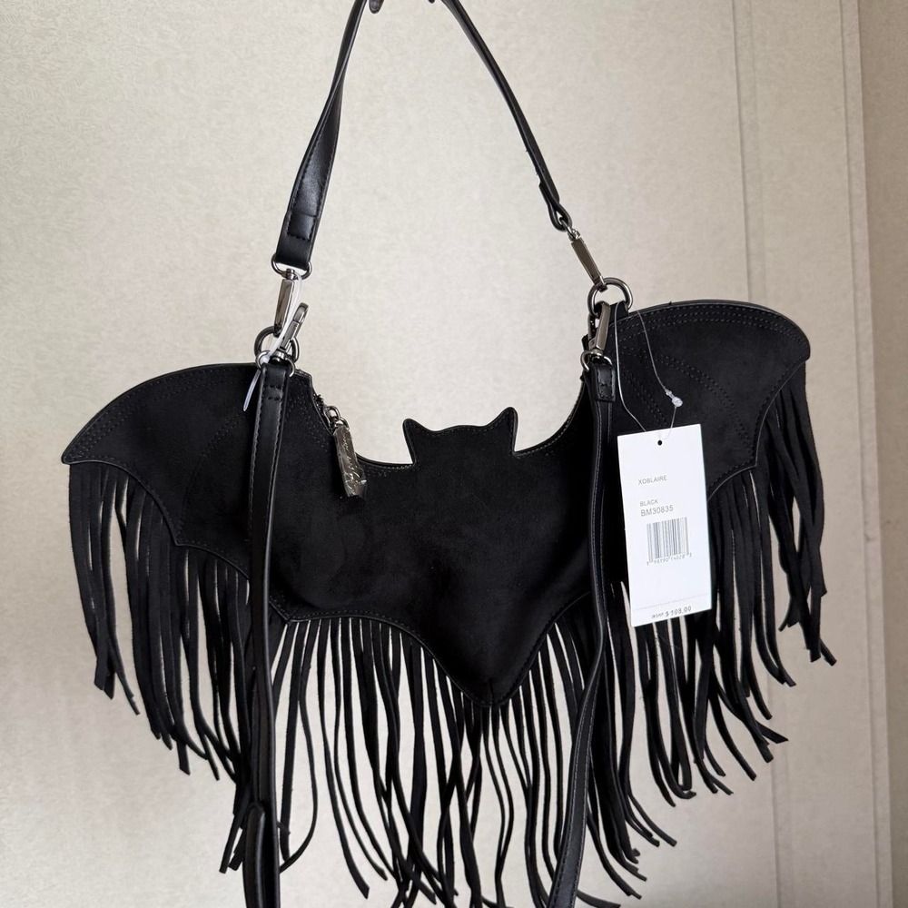 Betsy Johnson viral bat purse Halloween fringe - Picture 3 of 10
